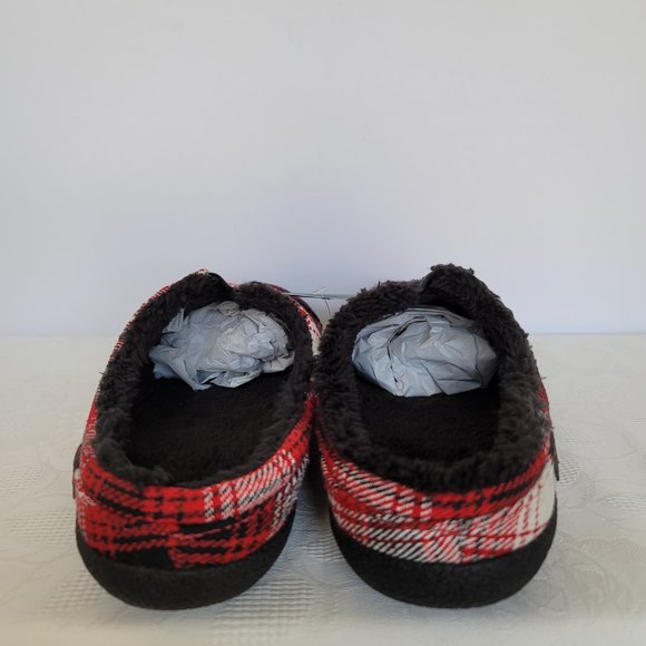 TOMS Mens Berkeley Faux Fur Lined Slip-On Slippers-Red Plaid- Men's Size 12 - Picture 9 of 15